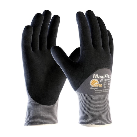 Pip Coated Gloves, Nitrile, Palm, Fingers & Knuckles, 4 Abrasion Level, Gray, L 34-875/L